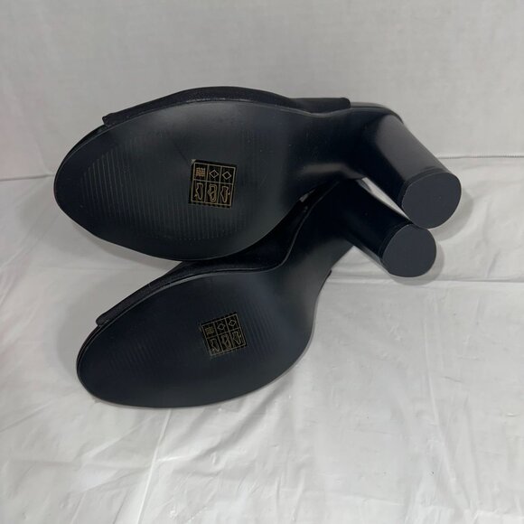 Black Open-Toe Stretch Sock High Heel Ankle Boots Size 9.5 - Picture 5 of 5